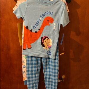 Ms. Rachel 4 Piece Pajama Set Sleepy Saurus and Huggable Lovey Toy